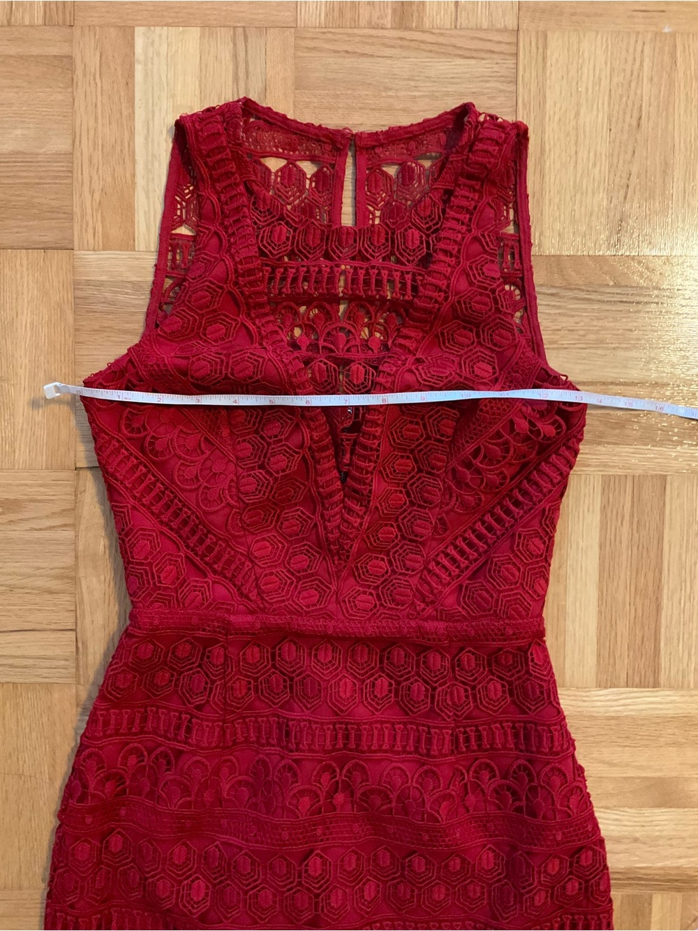 Ever New Red Lace V-Neck Mini Dress - Size 0 (XS) - Picture 5 of 12